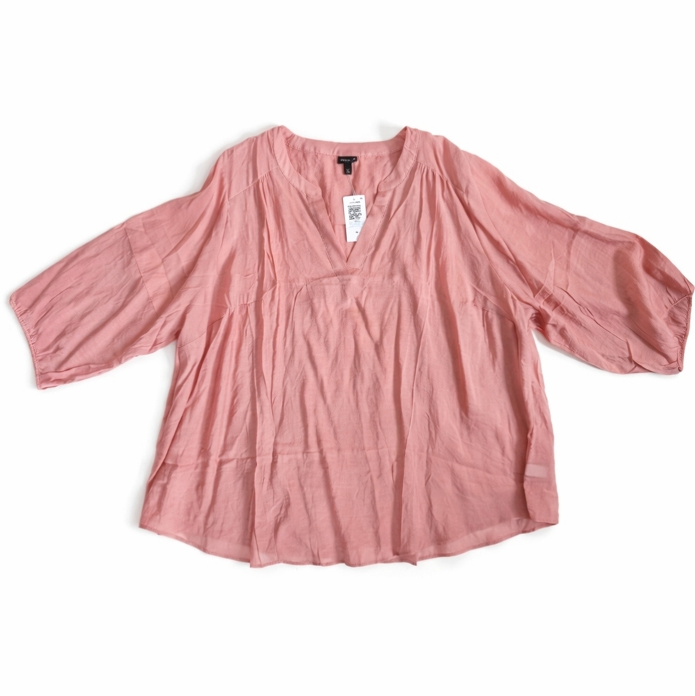 Torrid Harper 3/4 Blouson Sleeve Top Ash rose pink blouse size 4X